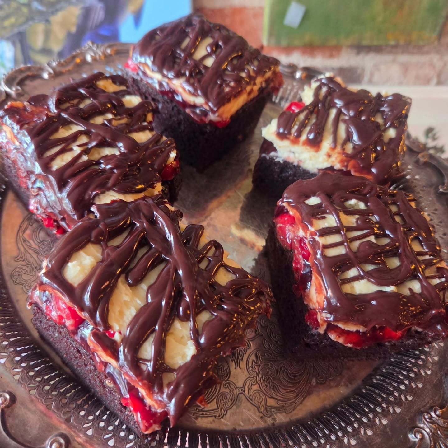 Homemade chocolate cherry bars